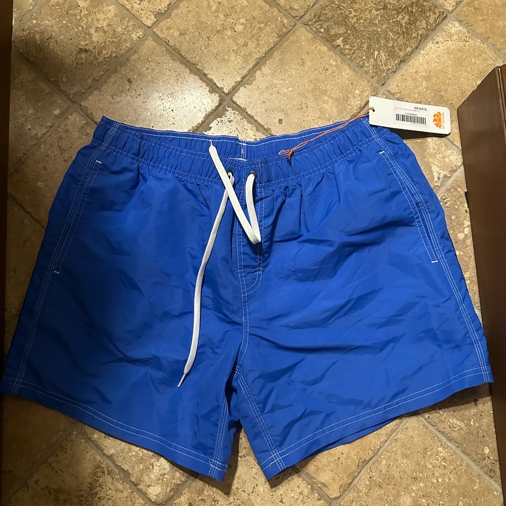 NWT Sundek Men's Blue Swim Trunks with Drawstring Sz XL